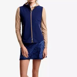 Peter Millar Jameson Flex Adapt Full-Zip Hood Vest Navy Womens S